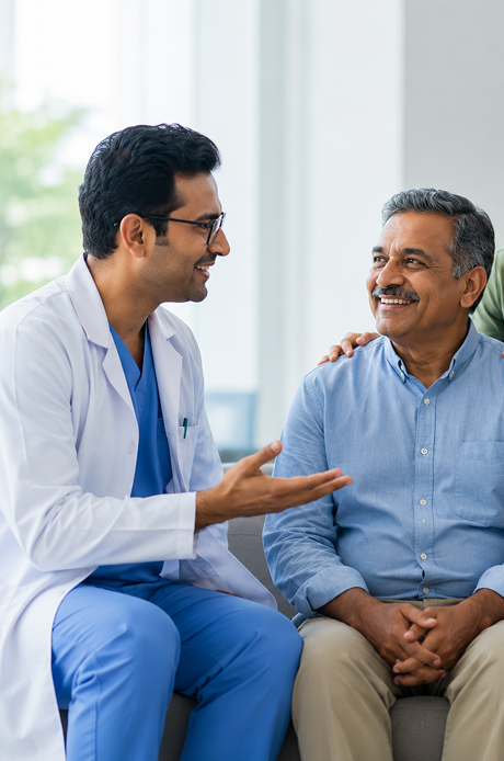 Doctor talking with patient