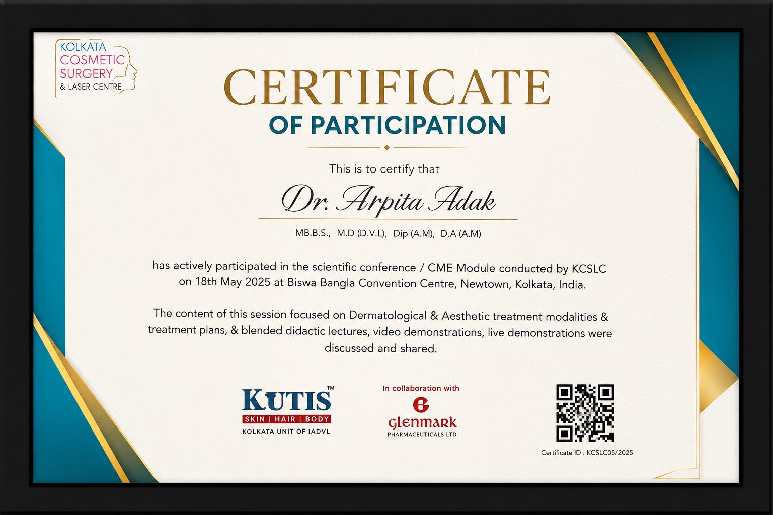 FCAM Fellowship certificate