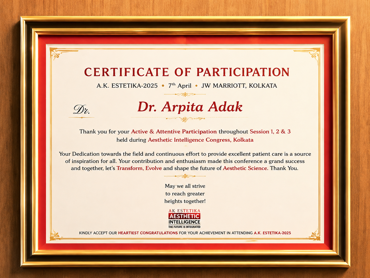 Board Certified Dermatologist certificate