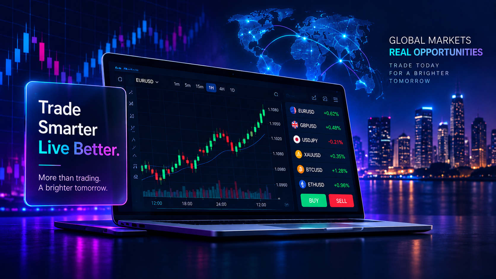 Canada Traders — Build a Brighter Tomorrow. Live trading dashboard with market ticker.